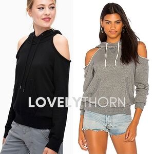 SPLENDID // super soft cold shoulder hoodie pullover sweatshirt black or grey